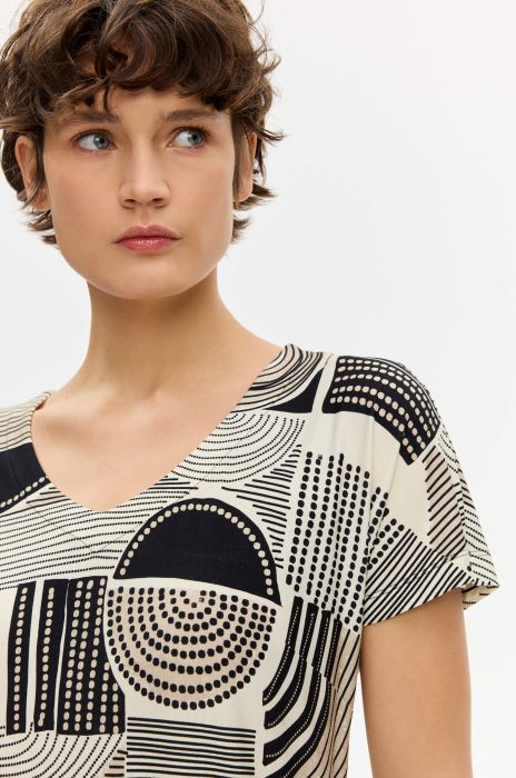 Trykotowa sukienka w geometryczny print Solar Obraz 3
