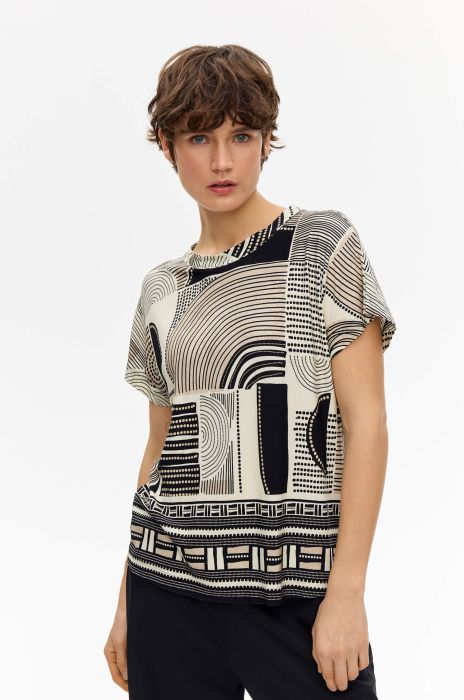 Trykotowa bluzka w geometryczny print Solar Obraz 2
