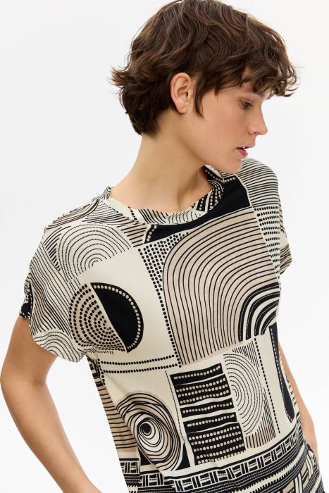 Trykotowa bluzka w geometryczny print Solar Obraz 3