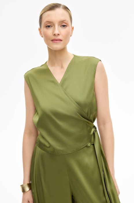 Wiskozowa bluzka w kolorze khaki Solar Obraz 2