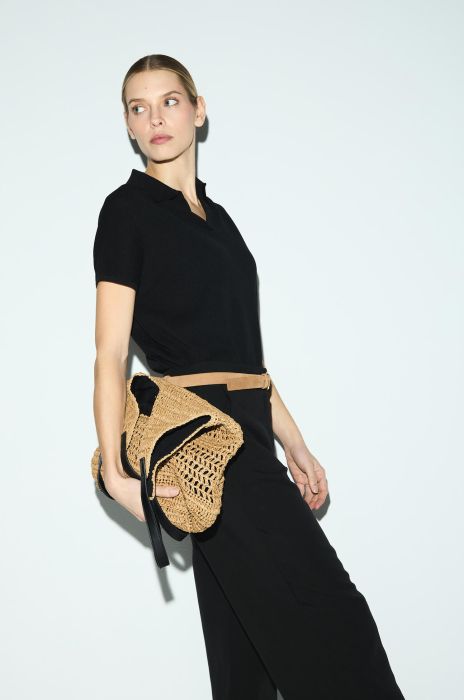 Beżowa torebka z plecionki Solar Obraz 2