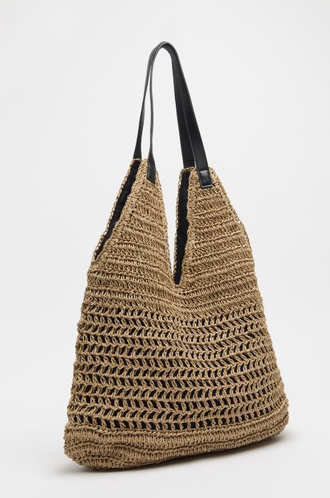 Beżowa torebka z plecionki Solar Obraz 3