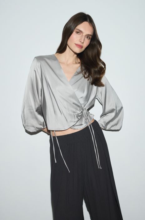 Kopertowa bluzka z wiązaniem Solar Obraz 3