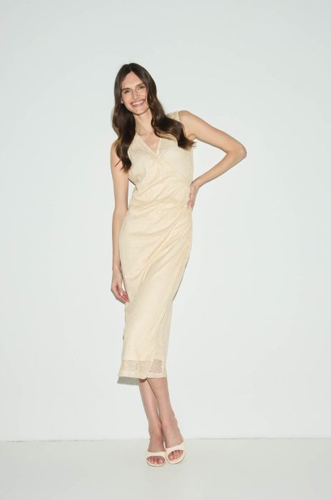 Połyskująca sukienka midi z kopertowym dekoltem Solar Obraz 3