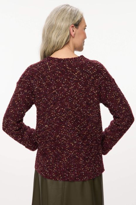 Burgundowy sweter ze strukturalnej dzianiny Solar Obraz 4