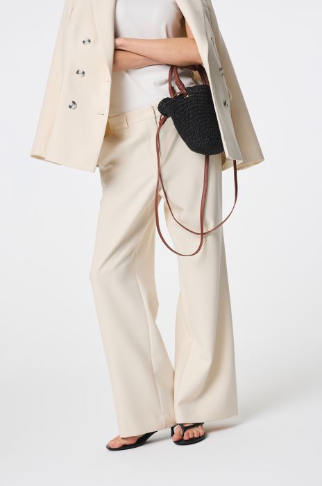 Beżowe spodnie z lekko rozszerzaną nogawką Solar Obraz 2