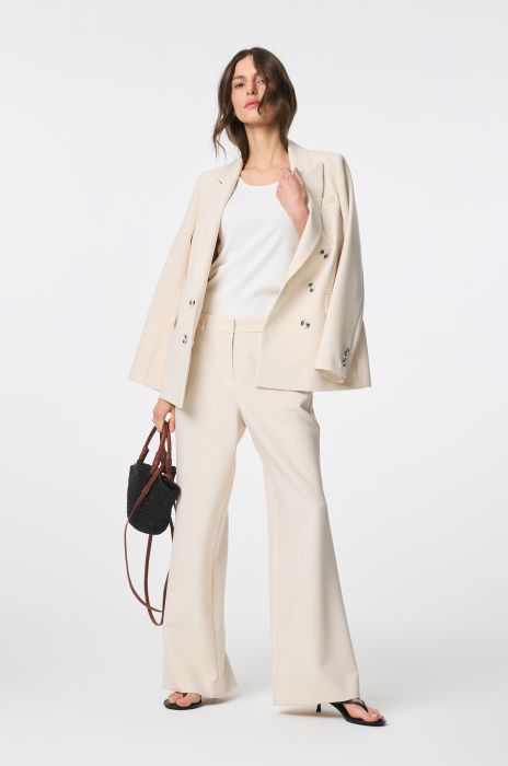 Beżowe spodnie z lekko rozszerzaną nogawką Solar Obraz 1