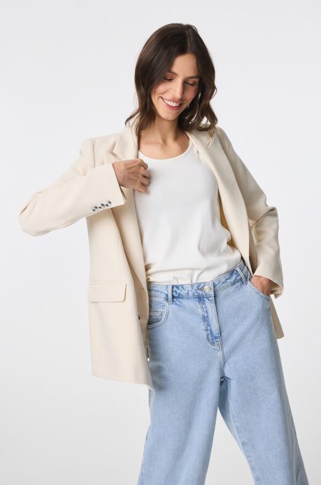 Beżowa marynarka z dwurzędowym zapięciem Solar Obraz 3