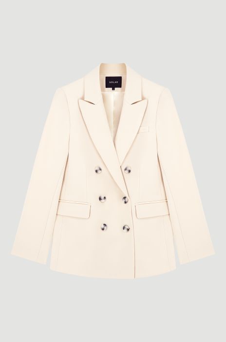 Beżowa marynarka z dwurzędowym zapięciem Solar Obraz 4