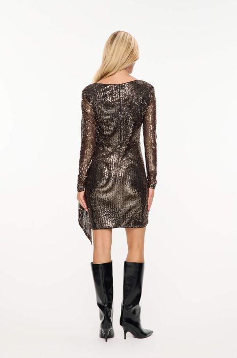 Sukienka kopertowa ze złotymi cekinami Solar Obraz 4