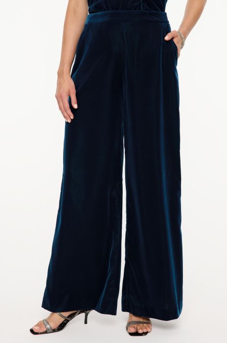 Welurowe spodnie wide leg Solar Obraz 2