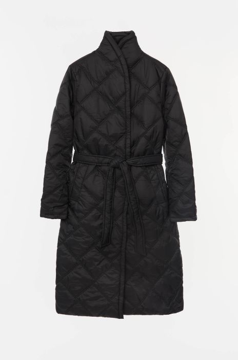 Pikowany płaszcz wiązany w pasie Solar Obraz 4