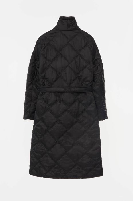 Pikowany płaszcz wiązany w pasie Solar Obraz 5