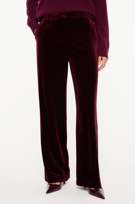 Burgundowe spodnie z szeroką nogawką Solar Obraz 2