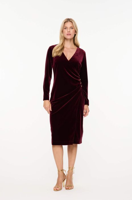 Burgundowa sukienka z drapowaniem Solar Obraz 1