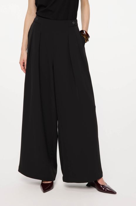 Czarne spodnie wide leg Solar Obraz 2
