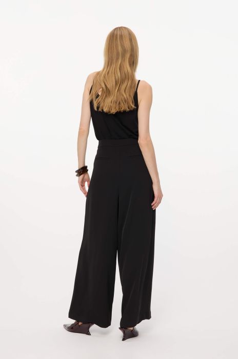 Czarne spodnie wide leg Solar Obraz 4