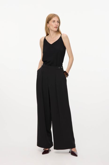 Czarne spodnie wide leg Solar Obraz 1
