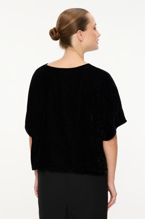 Czarna bluzka z połyskującą nitką Solar Obraz 4