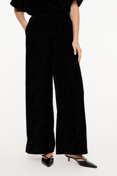 Czarne spodnie z połyskującą nitką Solar Obraz 2