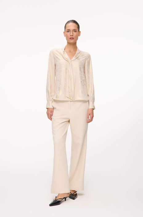 Złota bluzka z ozdobną falbaną Solar Obraz 1