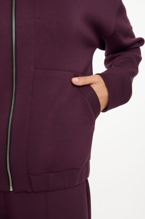 Burgundowa bluza zapinana na zamek Solar Obraz 5