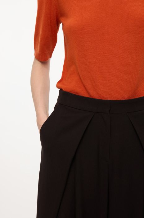 Ciemnobrązowe spodnie typu wide leg Solar Obraz 3