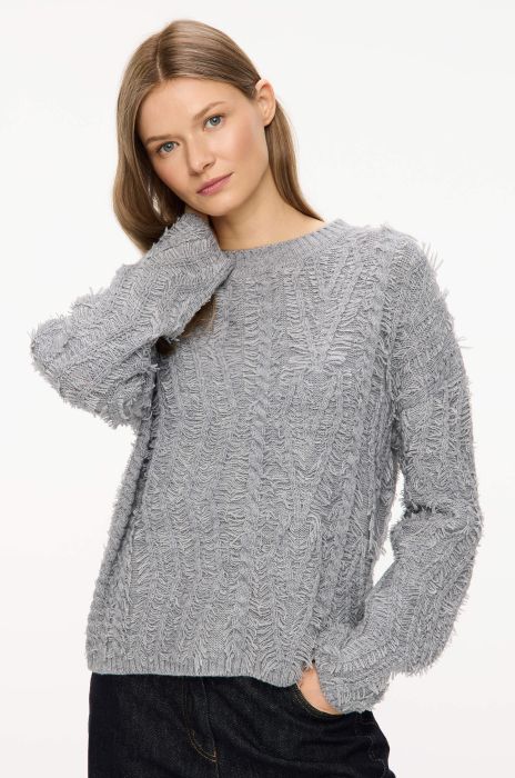 Popielaty sweter z domieszką wełny i alpaki Solar Obraz 2