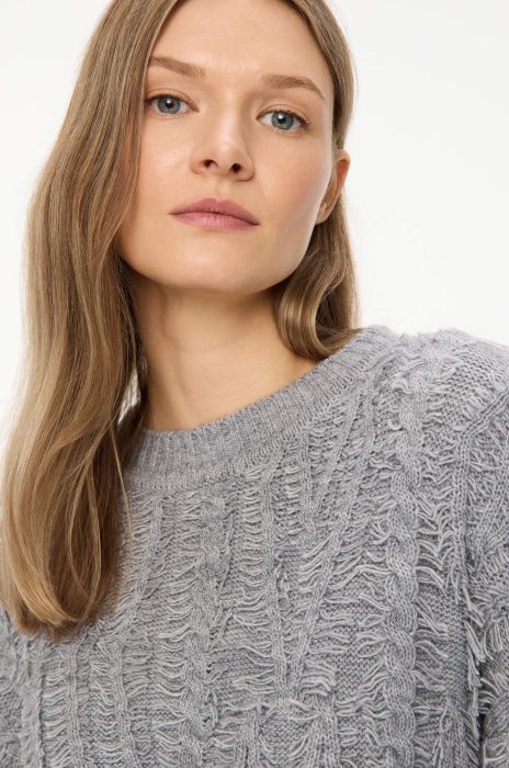 Popielaty sweter z domieszką wełny i alpaki Solar Obraz 3