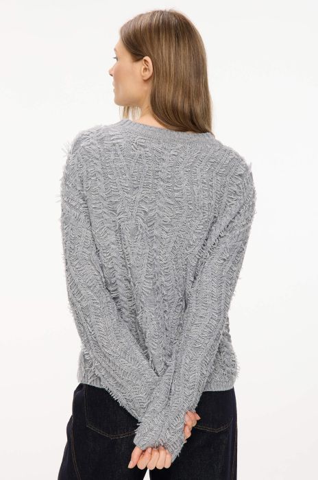 Popielaty sweter z domieszką wełny i alpaki Solar Obraz 4
