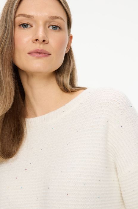 Dzianinowy sweter z cekinami i domieszką wełny Solar Obraz 3