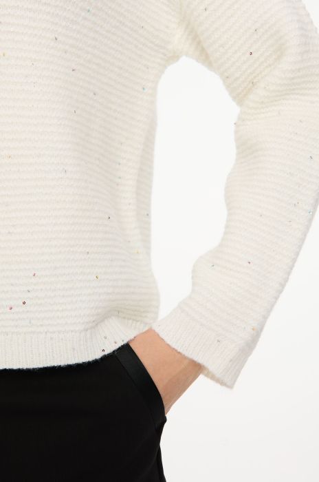 Dzianinowy sweter z cekinami i domieszką wełny Solar Obraz 5