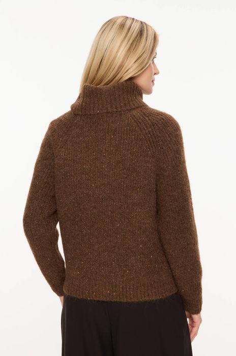 Brązowy sweter z domieszką wełny Solar Obraz 4