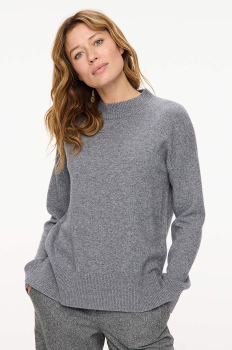 Sweter z wełny merino ze stójką Solar Obraz 3