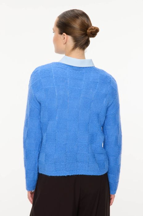 Niebieski sweter z wełną Solar Obraz 4