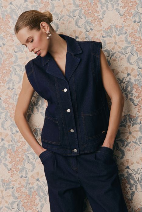 Kamizelka z ciemnego jeansu Solar Obraz 2