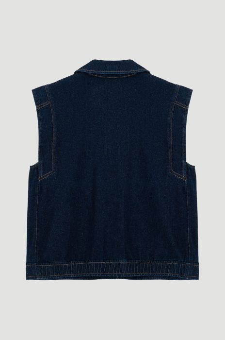 Kamizelka z ciemnego jeansu Solar Obraz 4