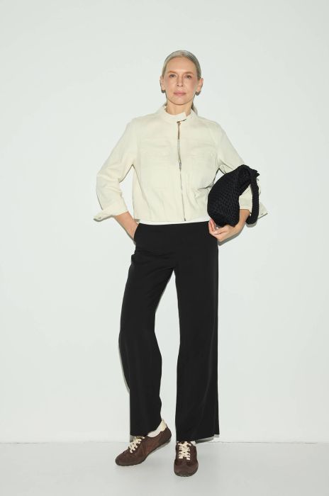 Beżowa kurtka jeansowa ze stójką Solar Obraz 2