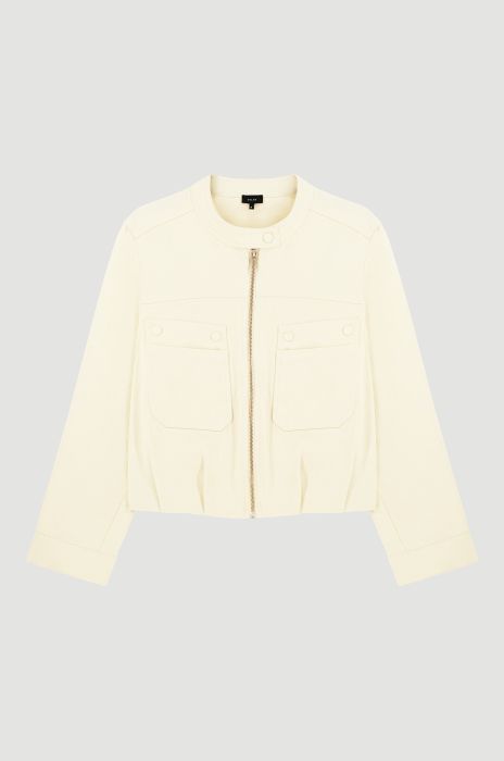 Beżowa kurtka jeansowa ze stójką Solar Obraz 4