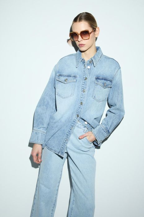 Jeansowa koszula zapinana na guziki Solar Obraz 3