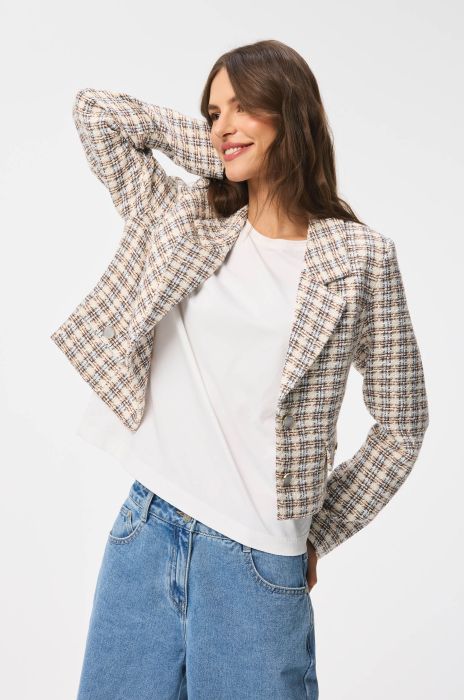 Żakardowa marynarka w kratę Solar Obraz 3