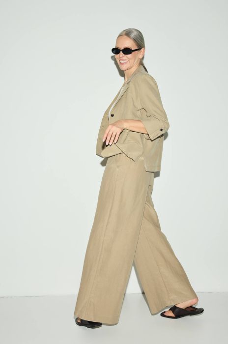 Spodnie z szeroką nogawką z domieszką wełny Solar Obraz 1