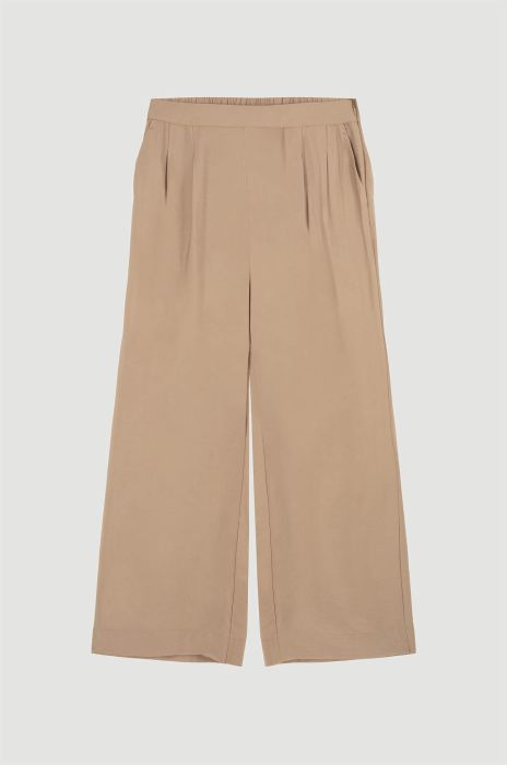 Beżowe spodnie z prostą nogawką Solar Obraz 4