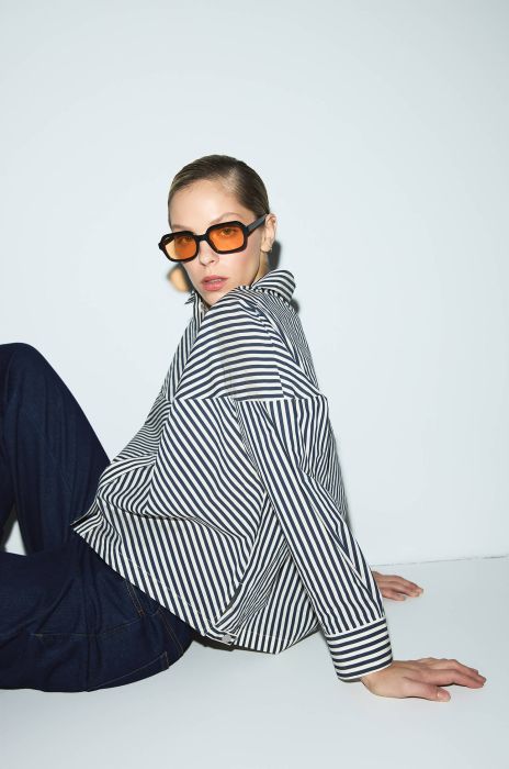 Bawełniana koszula w paski Solar Obraz 3