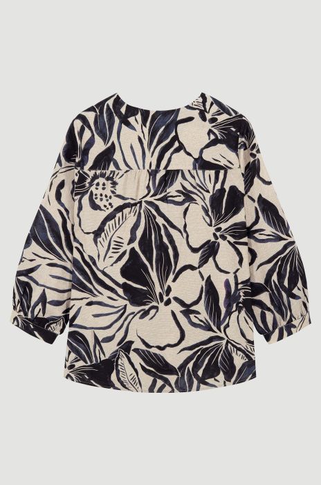 Bluzka z mieszanki lnu i wiskozy z kwiatowym print Solar Obraz 5