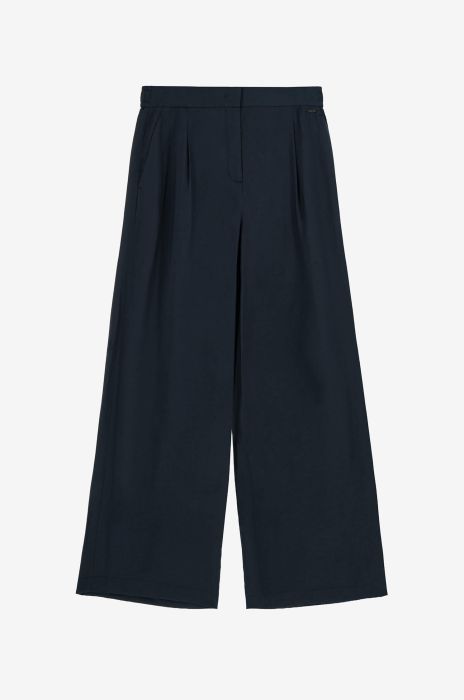 Spodnie wide leg z wiskozą Solar Obraz 4