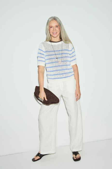 Dzianinowa bluzka w poziome pasy Solar Obraz 3