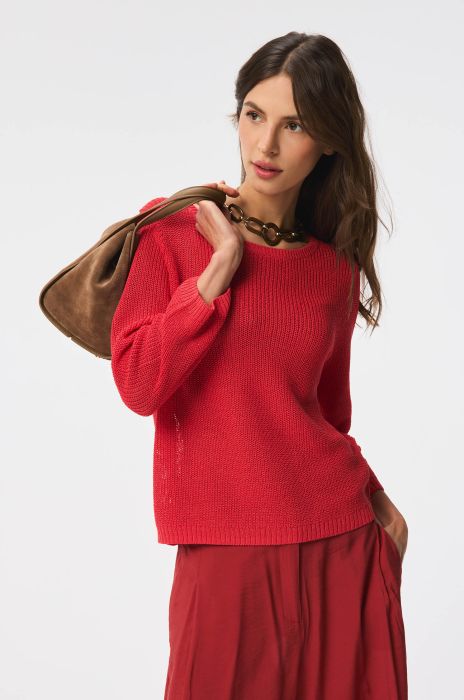 Dzianinowy sweter z wiskozą Solar Obraz 3