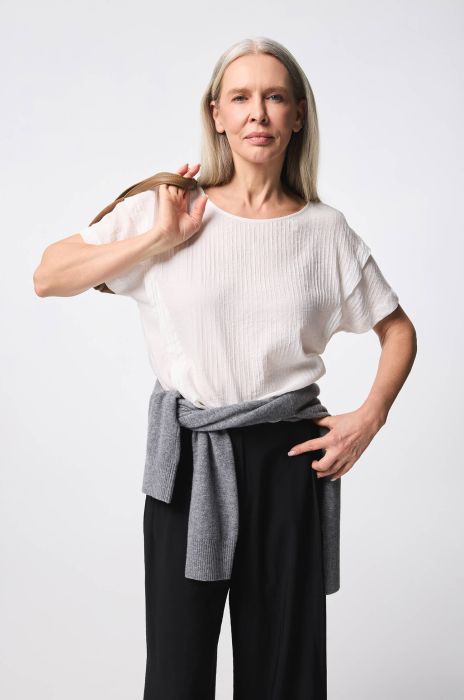 Bluzka z kreszowanego materiału Solar Obraz 2