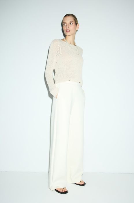 Beżowy sweter z dzianiny Solar Obraz 2